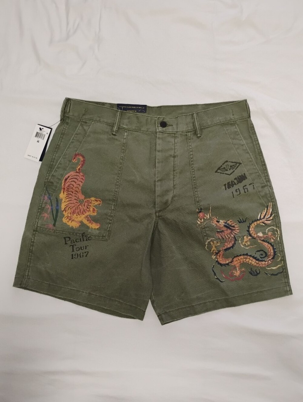Polo Ralph Lauren Military Surplus Dragon Tiger vietnam Herringbone Shorts RRL